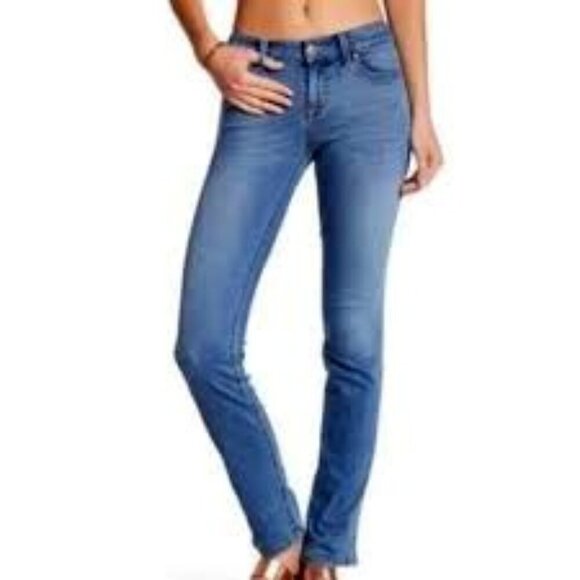 Anthro Level 99 Womens Lily Crop Skinny Straight Leg Mid Rise Med Wash Jeans 30 - Picture 3 of 11